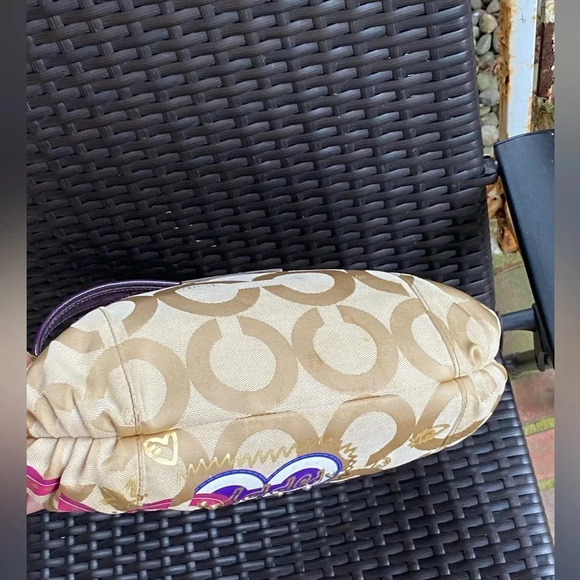 Coach Poppy Pop C CPLIQUE GROOVY SHOULDER BAG F15309 Multicolor Canvas/Leather - Picture 9 of 17